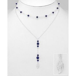 925 Sterling Silver Layered Gemstones Necklace